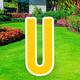 Yellow Letter (U) Corrugated Plastic Yard Sign, 30in